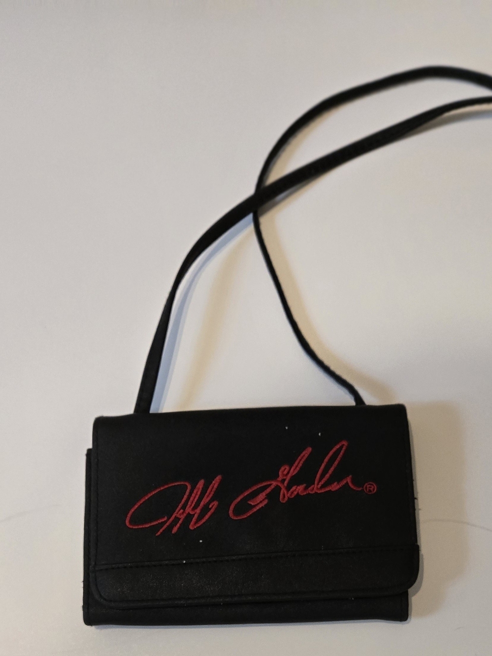 Black Crossbody Bag with Red Script Logo
